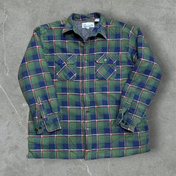 Lumber Jack Other - Lumber Jack Vintage 80s Quilt Lined Flannel Jacket Green Navy Men's Size XL